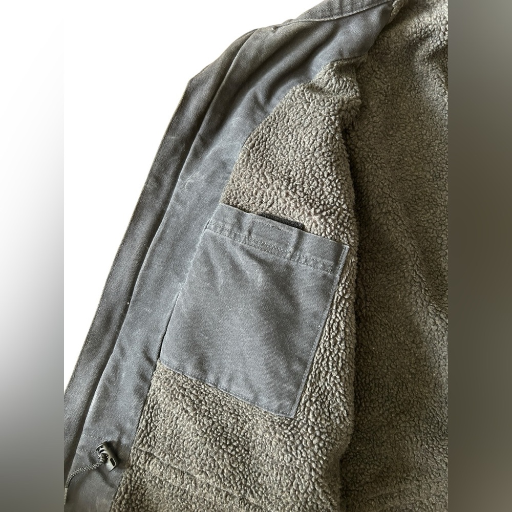 Vintage Carhartt Men’s Black Sherpa Lined Canvas Work Jacket Sz XL - Chore Coat - Picture 14 of 15